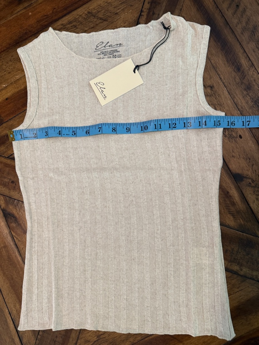 Elan Cream Ribbed Tank Top - Picture 5 of 6